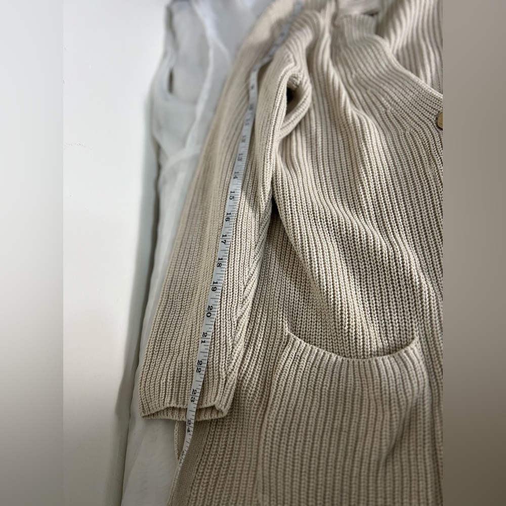 J.Jill Button Front Knit Cardigan Sweater Pockets Collar Beige Cotton Blend M - Picture 9 of 11